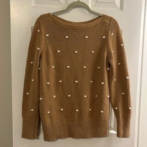 Worn once! Loft boat neck sweater with white dots, size medium